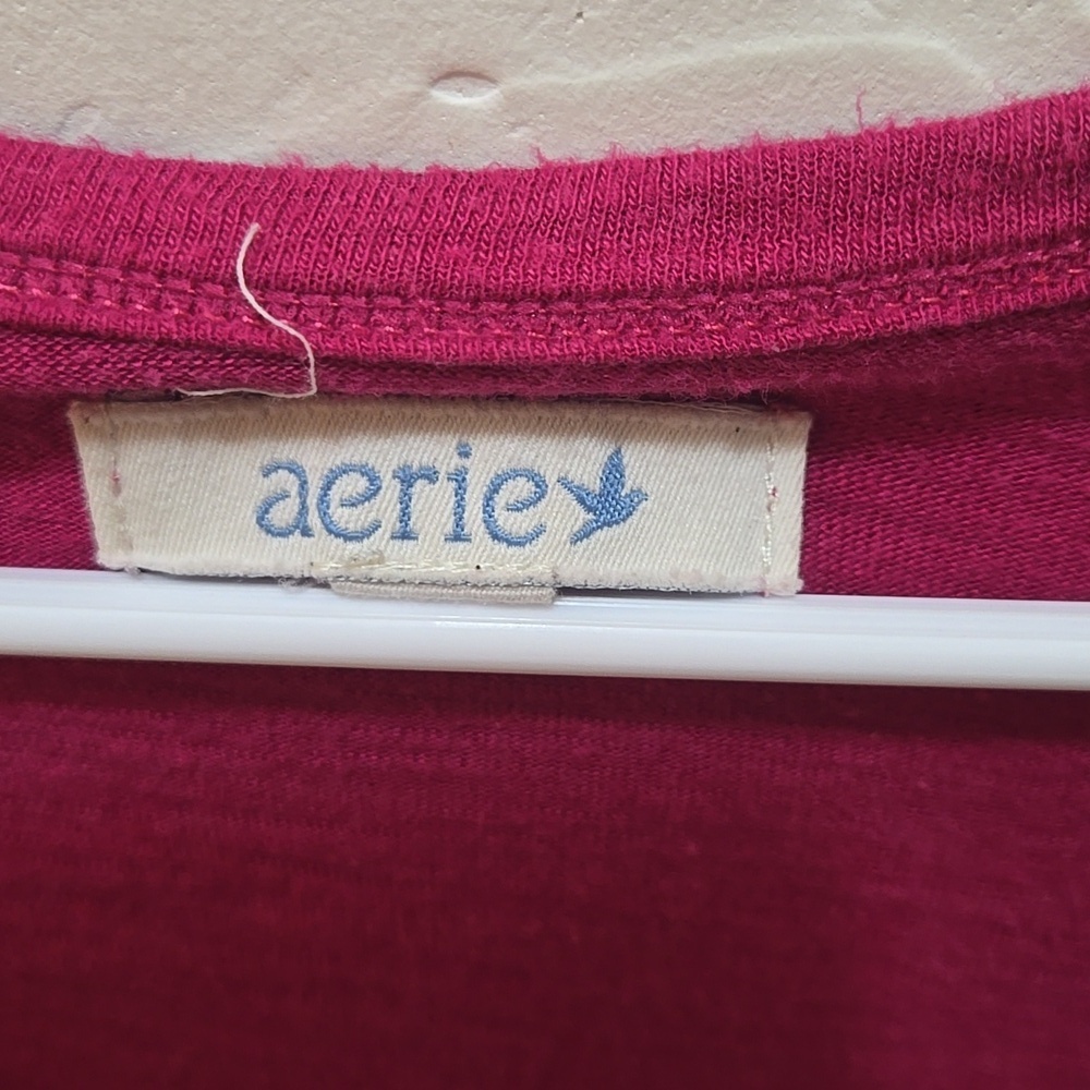 3/$10 Aerie Deep Pink Long Sleeve Blouse - Picture 2 of 6